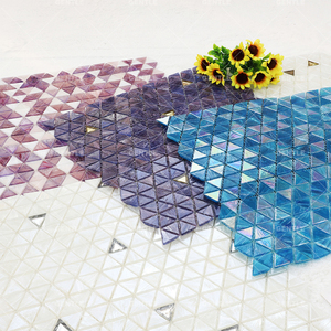 Mosaïque triangulaire en verre <span class=keywords><strong>rose</strong></span> et violet, mosaïque en verre thermofusible pour revêtement mural <span class=keywords><strong>de</strong></span> <span class=keywords><strong>salle</strong></span> <span class=keywords><strong>de</strong></span> <span class=keywords><strong>bain</strong></span> et <span class=keywords><strong>de</strong></span> buanderie - Product Image 2