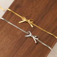 Collar de Verano Clásico para Mujer, de Acero Inoxidable, con Lazo, Cadena de Serpiente con Aguamarina, Chapado en Oro de 18K, para Regalo de Compromiso