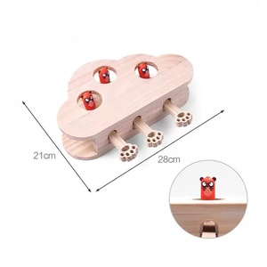 Jouet interactif pour chat en bois en forme de nuage, jeu de puzzle Whack-a-Mole, jouet d'entraînement intérieur pour animaux de compagnie - Product Image 2