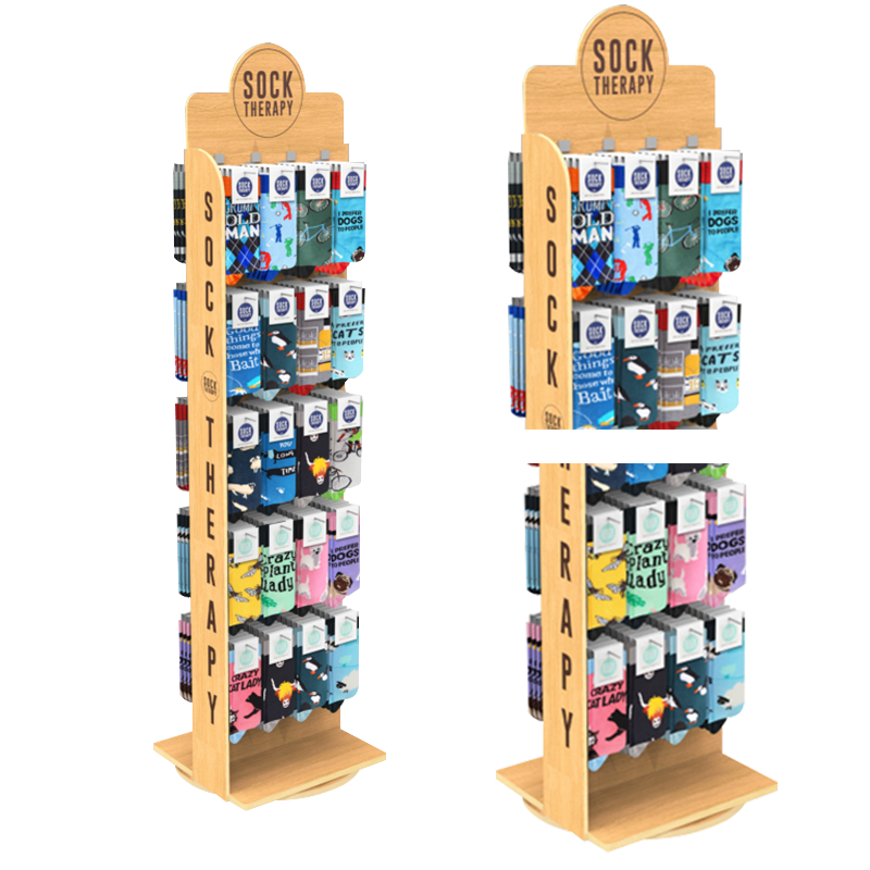 Apache Customizable Wooden Sock Display Rack for Supermarkets for Enhanced Sock Display and Sales