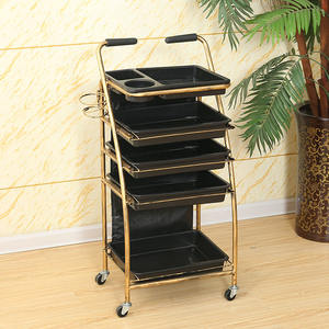 Gouden Kapper Assistent Salon <span class=keywords><strong>Trolley</strong></span> Met Universele Wielen Metalen Wirwar-Vrije Haarspa <span class=keywords><strong>Trolley</strong></span> - Product Image 4