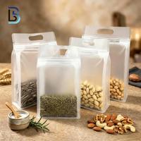 Pochette à fermeture éclair à fond plat avec grande poignée, taille optionnelle, résistante à l'humidité, sac d'emballage transparent, prix d'usine, en stock