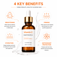 Sérum Visage Hydratant Anti-Âge et Anti-Rides Éclaircissant à la Vitamine C et à l'Acide Hyaluronique Végétalien, Marque Blanche, 30ml, Soin OEM