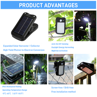 Lampu Sorot LED Tenaga Surya Solarup Terintegrasi dengan Penjepit, Tahan Air IP65, Cocok untuk Berkemah, All-in-One