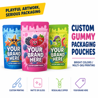 Op maat bedrukte 3,5g hersluitbare kindveilige, vocht- en geurbestendige, eetbare snoep-gummy stand-up mylar zakje suiker