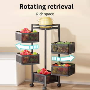 Panier de <span class=keywords><strong>rangement</strong></span> pivotant à 5 couches <span class=keywords><strong>Cube</strong></span> de <span class=keywords><strong>rangement</strong></span> de <span class=keywords><strong>cuisine</strong></span> en métal empilable pour fruits et légumes pour organiser le chariot à fruits - Product Image 3