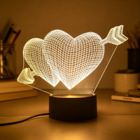 Lampe de nuit LED 3D personnalisée en acrylique, illusion d'optique, motif cœur, style anime, lampe de table/bureau moderne à capteur LED, décoration intelligente en acrylique