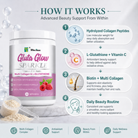 Poudre éclaircissante Gluta Glow Sparkle, complément alimentaire à base de vitamine C, E, biotine et protéines de collagène