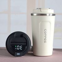 Taza Térmica de Acero Inoxidable con Diseño Moderno, Ecológica, a Batería, con Sensor LED de Temperatura Digital y a Prueba de Fugas