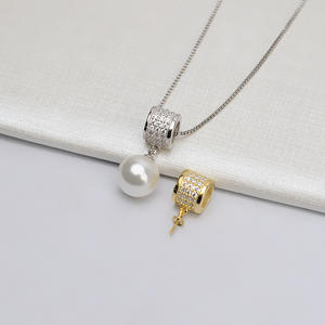 Componente de Joyería Semiterminado al por Mayor, Colgante de Perla con Base de Plata S925 para Collar, Accesorios para Cadena de Clavícula, DIY, 761 - Product Image 1