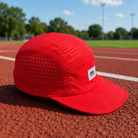 Casquette de course haute performance à 5 panneaux, perforée au laser, respirante, légère, séchage rapide, 100 % polyester, avec image