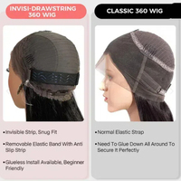 Perruques Yaki 360 Lace Front en Cheveux Humains avec Cordon Invisible Pré-Blanchi, Dentelle Pré-Coupée et Pré-Épilée pour Femmes Noires
