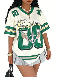 T-shirt d'été rétro américain de basketball à manches courtes, nouveau design 2026, T-shirt pour femme imprimé numérique dégradé - Product Image 6