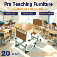 Ensemble de bureau et chaise d'école réglables avec logo personnalisé, boîte à livres perforée, table d'étude à cadre en U, mobilier étudiant robuste