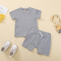 Nuevo Conjunto de Ropa Casual de Verano para Bebés Unisex, 100% Modal, 2 Piezas, Color Sólido, Suave y Transpirable, Conjunto de Top de Manga Corta de Alta Calidad