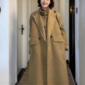 เสื้อโค้ทผู้หญิงสำหรับฤดูหนาว แบบกระดุมสองแถว ปกขนสัตว์ ทรงโอเวอร์ไซส์ หรูหราแบบเรียบง่าย ปรับแต่งการปิดได้ - Product Image 4