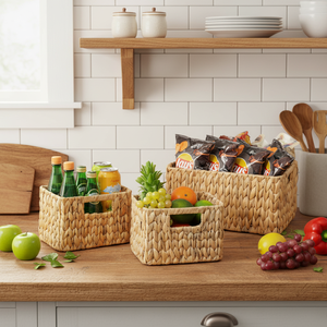 Cestas de Almacenamiento de Jacinto de Agua Natural para Organizar, Cestas Decorativas Tejidas con Asas para Transportar - Product Image 5