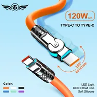 Kabel Siku Putar Silikon Cair 1M/2M 6A Pengisian Daya Super Cepat Kabel Data USB-C Tahan Lama Fleksibel Transfer Kecepatan Tinggi