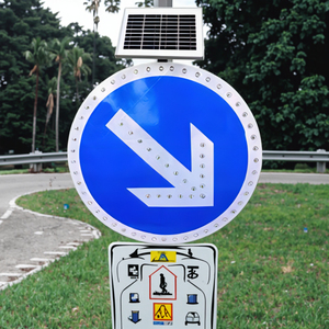 Segnali di direzione del traffico ad energia solare e segno di freccia per la sicurezza stradale segnali di avvertimento <span class=keywords><strong>Led</strong></span> - Product Image 1