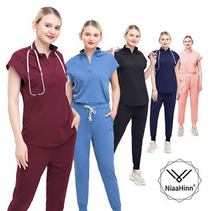 Ensemble de blouses médicales pour femmes, infirmières, chirurgiens, salle <span class=keywords><strong>d</strong></span>'opération, avec logo personnalisé, soutien médical, extensible, confortable, uni - Product Image 3