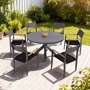 5 pezzi <span class=keywords><strong>da</strong></span> pranzo poltrone Set mobili <span class=keywords><strong>giardino</strong></span> esterno Cafe corda in alluminio altezza regolabile tavolo quadrato e 4 sedie - Product Image 1