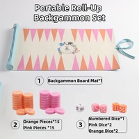 Sac de rangement personnalisé en cuir PU avec fermeture éclair pour jeux de société pliables (Échecs et Backgammon)