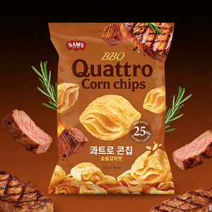 BBQ Quattro Corn Chips Four Layer Wave Smoky Meat Flavored Korean Galbi Taste Corn <b>Snack</b> Individually Packed Wholesale - Product Image 1