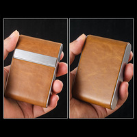 Étui à cigarettes portable en cuir de 65 mm, taille moyenne, pour 20 cigarettes, style ethnique minimaliste, avec fermoir magnétique, pour homme