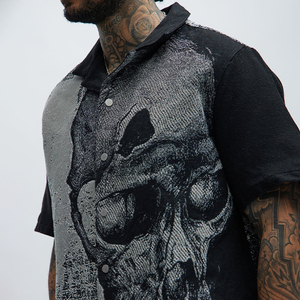 Chine Fabrication Conception personnalisée Multi Couleur Noir Blanc Bouton Lithg Poids Jacquard Tissé Tapisserie Hommes Veste Chemises - Product Image 5