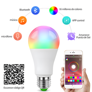 مصباح LED بقوة 7 واط مع تحكم عبر تطبيق BLE، مصباح A19 شعبي قابل للتعتيم، يتزامن مع الموسيقى ويغير الألوان - Product Image 5