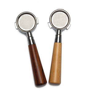 Portafilter Solid Wood Handle Stainless Steel 51mm Bottomless For Espresso Machine - Product Image 1