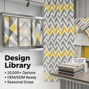 100% 遮光幾何学模様シェブロンカーテン イエローグレー 3D プリントデジタル断熱遮音グロメットドレープ 2 パネル - Product Image 3