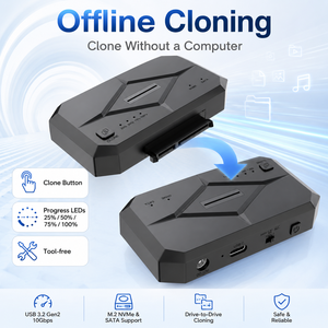 Station de clonage hors ligne pour disques M.2 NVMe SATA III, 10 Gbps USB3.2 Gen2, sans outil, compatible 2.5/3.5 2230-2280 M.2, jusqu'à 8 To, <span class=keywords><strong>duplicateur</strong></span> de disques durs - Product Image 5
