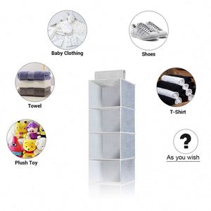 6 Shelf Hanging Clothes Storage Organizer Collapsible Accessory Shelves Hanging Closet Organizers Used for <b>Wardrobe</b> - Product Image 4