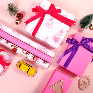 2024 New Christmas Print Gift <b>Wrapping</b> <b>Paper</b> Packing 43*300 cm 3 <b>Rolls</b> a Set Pink Gift Wrap <b>Paper</b> - Product Image 2