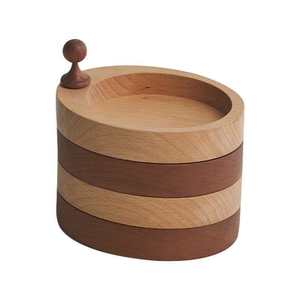 Boîte de rangement rotative multicouche en bois massif avec compartiments pour bijoux, organisateur de bureau, 5 cm³ - Product Image 5