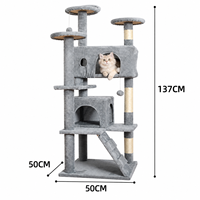 Arbre à chat robuste avec niche, tour à chat multi-niveaux avec grande perchoir et poteaux à gratter pour chats de grande taille