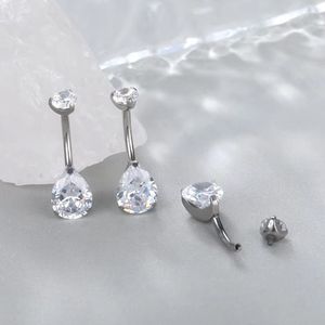 <b>Titanium</b> Teardrop Opal Navel <b>Stud</b> G23 Stainless Steel Prong Setting Women's Belly Ring Jewelry - Product Image 2