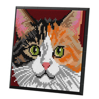 Gato Marionette, Gato Siamés, Animales, Pintura Pixel Art, Bloques de Construcción de Plástico de Alta Dificultad, Decoración de Pared para el Hogar