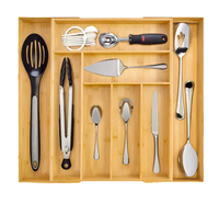 Organizador de Cubiertos y Utensilios de Cocina Multifuncional Expandible de Bambú, Moderno y de Lujo, para Cocina y Sala de Estar