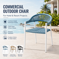 Silla de Comedor Comercial de Aluminio y Teslin con Cuerda para Exteriores FLD1204 para Proyectos de Hoteles, Resorts, Restaurantes y Patios
