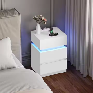 Hiện đại sang trọng màu trắng đồ nội thất phòng ngủ thông minh LED ánh sáng ban đêm nanoware cạnh giường ngủ bằng gỗ Bảng với ngăn kéo cho lưu trữ - Product Image 1