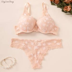 מותאם אישית אולטרה-דק סאטן נשים סקסי סט אחד-חתיכה אחת של תחתונים תחרה חזיית תחתון ו תחתונים oem/odm - Product Image 1