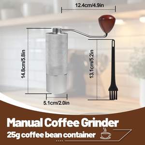 Molinillo de Café Manual Portátil con Cuerpo de Aleación de Aluminio y Muelas de Acero Inoxidable 420, Mini Molinillo de Café para Uso Doméstico con Mango de Madera - Product Image 2