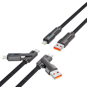 Cable tipo C con revestimiento de nailon, cable de carga rápida y transferencia de datos, USB Micro USB Tipo-C para teléfonos celulares iOS, computadoras, escáneres de código de barras - Product Image 1