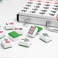 Vente Flash : Ensemble de Mahjong de Luxe en Acrylique 40mm Style Européen et Américain, Argent et Or, Jeu de Société Familial