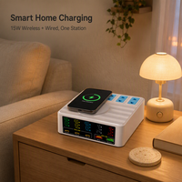 Chargeur GaN 140W avec écran LED, 4 prises CA et chargeur sans fil, pour usage familial, 28 pièces par carton en gros