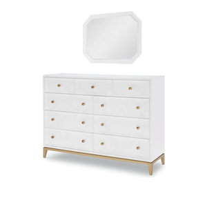 Luxury Metal Legs 2 Drawers <strong>Nightstand</strong> TWO Dressers and Wall <strong>Mirror</strong> Bedroom Sets - Product Image 3