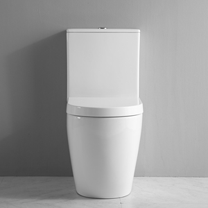 Ensemble WC moderne européen à double chasse, sans bride, à évacuation verticale, en céramique, avec siphon en P, certifié Watermark australien, deux pièces - Product Image 2