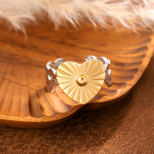Anéis Abertos em Ouro e Prata com Design de Linhas Hip-hop, Cores Contrastantes, Flor, Coração e Cobra para Mulheres e Homens - Product Image 2